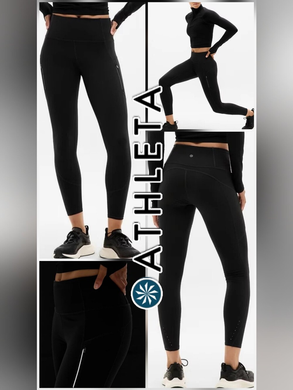 NWT Athleta Rainer Black High-Rise Tights Leggings